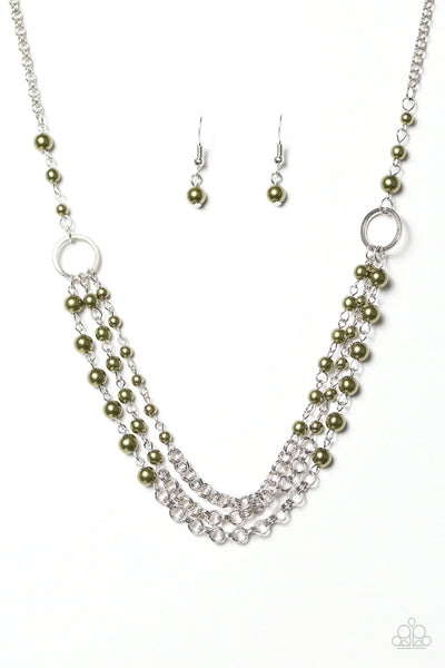 Luxury Shimmer - Green Pearl Necklace - Paparazzi Accessories