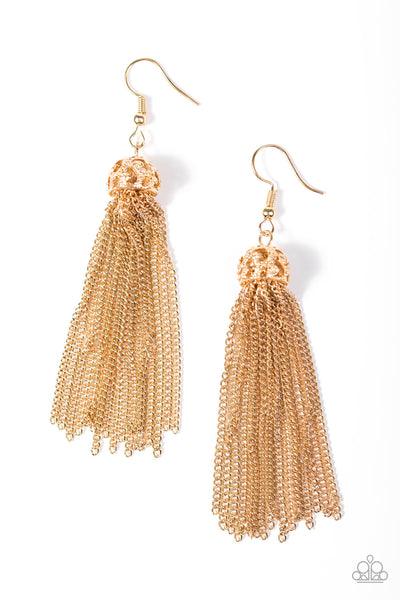 Oh My Tassel - Gold Earrings - Paparazzi Accessories