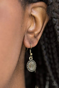 Sunflower Summers - Brass Earrings - Paparazzi Accessories