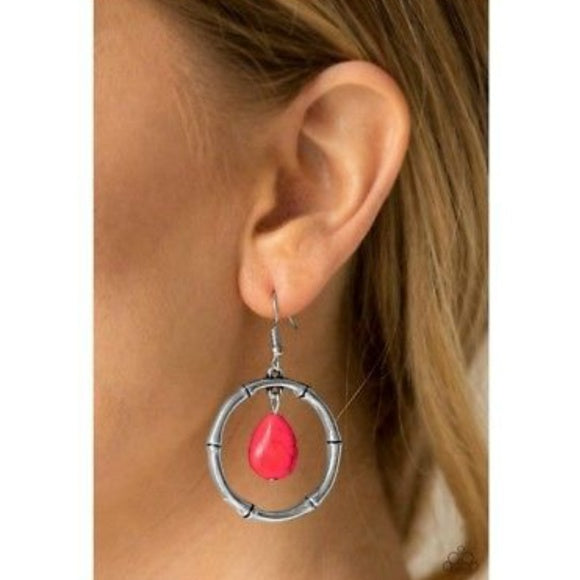 Stone Style - Red Earrings - Paparazzi Accessories