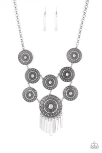 Paparazzi Modern Medallist Fringe Necklace - Silver