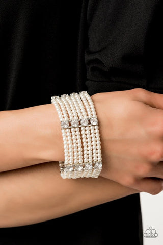 Get In Line - White Bracelet - Paparazzi Accessories