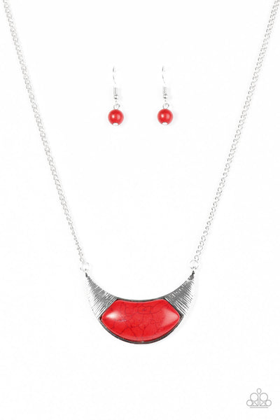 Run With The Pack - Red Stone Necklace - Paparazzi Accessories