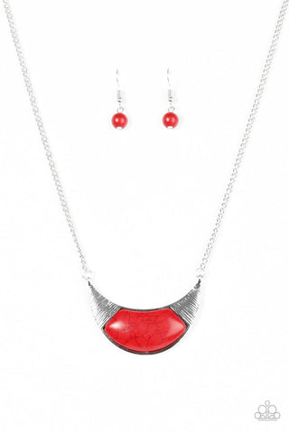 Run With The Pack - Red Stone Necklace - Paparazzi Accessories