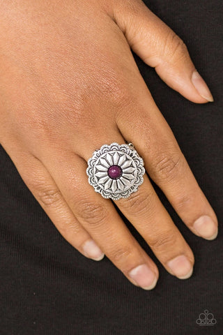 Daringly Daisy - Purple Ring - Paparazzi Accessories