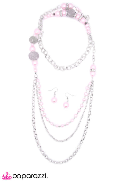 Enmeshed In Elegance - Pink Pearl Necklace - Paparazzi Accessories