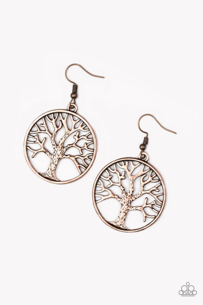 My TREEHOUSE Is Your TREEHOUSE - Copper Earrings - Paparazzi Accessories