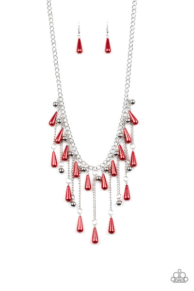 Fleur De Fringe Necklace - Red Necklace - Paparazzi Accessories