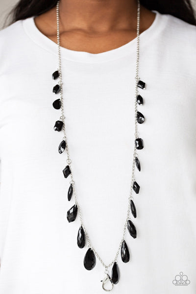 Paparazzi GLOW And Steady Wins The Race Necklace- Black Lanyard