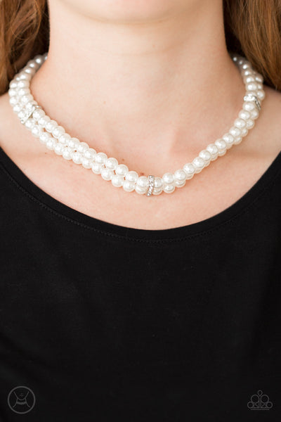 Put On Your Party Dress - White Pear Necklace - Paparazzi Accessories