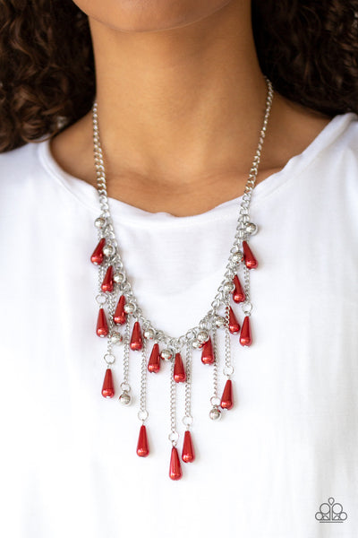 Fleur De Fringe Necklace - Red Necklace - Paparazzi Accessories