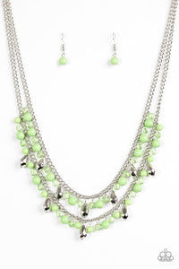 Paparazzi Mardi Gras Glamour Teardrop Fringe Necklace - Green