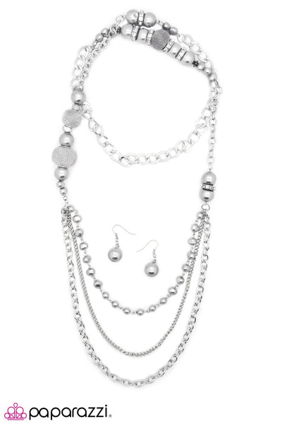 Enmeshed In Elegance - Silver Pearl Necklace - Paparazzi Accessories