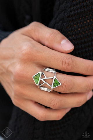 Making Me Edgy - Green Ring - Paparazzi Accessories