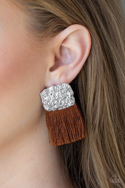 Plume Bloom - Brown Tassel Earrings - Paparazzi Accessories