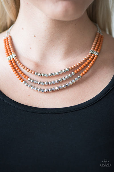 Just BEAD You - Orange Beaded Necklace - Paparazzi Accessories