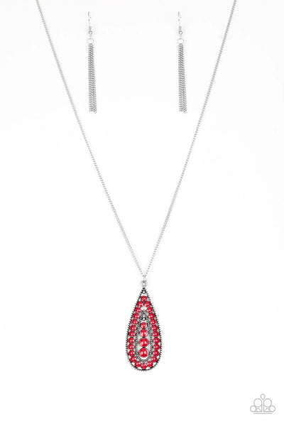 Tiki Tease - Red Necklace - Paparazzi Accessories