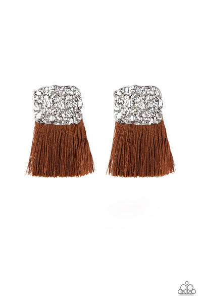 Plume Bloom - Brown Tassel Earrings - Paparazzi Accessories