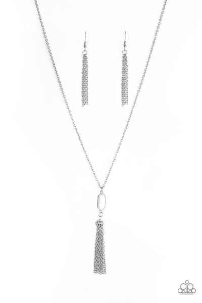 Tassel Tease - White Long Necklace - Paparazzi Accessories
