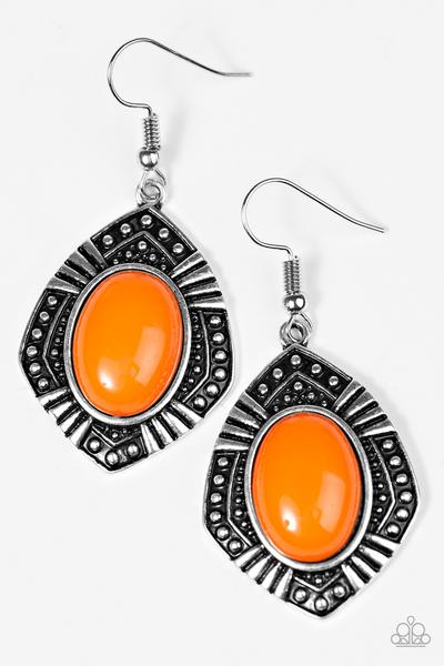 Tribal Trend - Orange Earrings - Paparazzi Accessories