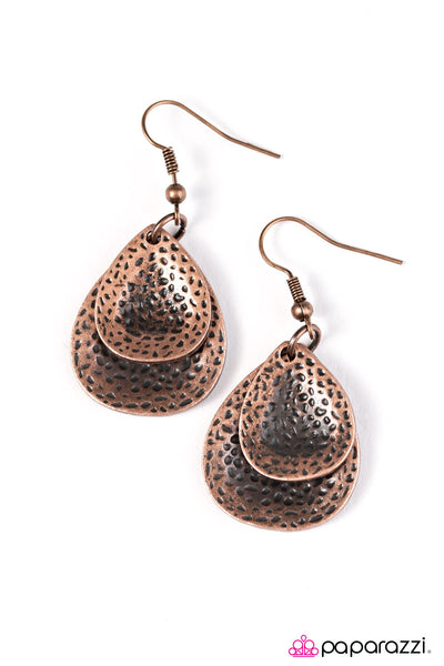 Reel Em In - Copper Earrings - Paparazzi Accessories