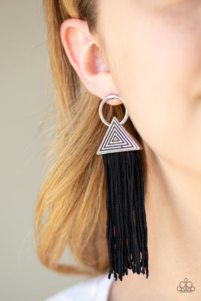 Oh My Giza  - Black Tassel Earrings - Paparazzi Accessories