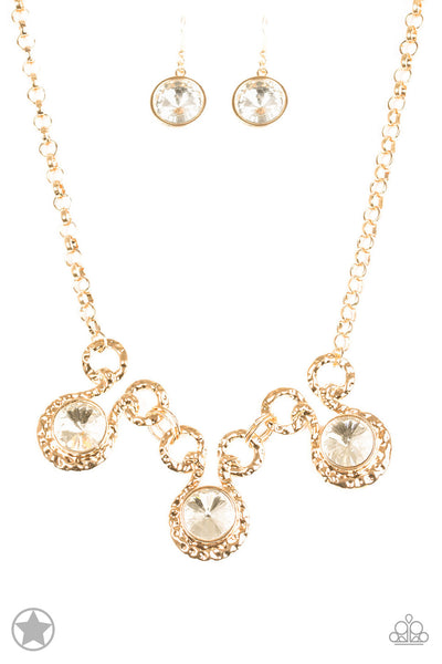 Hypnotized - Gold Rhinestone Necklace - Paparazzi Accessories