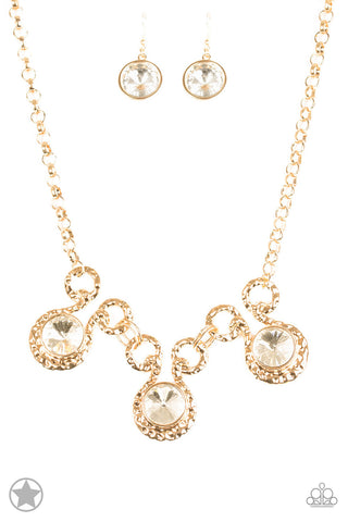 Hypnotized - Gold Rhinestone Necklace - Paparazzi Accessories