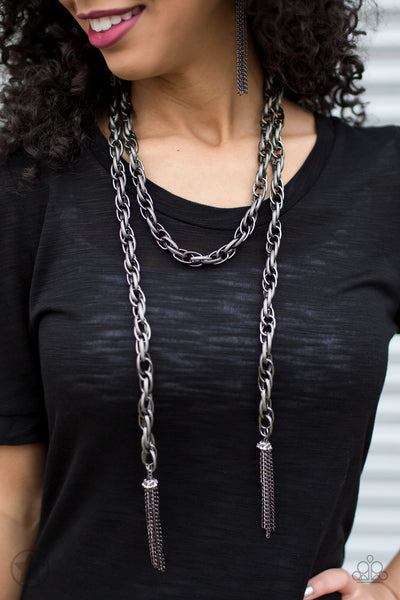 SCARFed for Attention - Gunmetal Necklace - Paparazzi Accessories