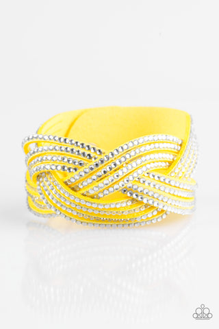 Big City Shimmer - Yellow Rhinestone Urban Bracelet - Paparazzi Accessories