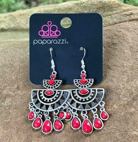 SOL Searching - Red Earrings - Paparazzi Accessories