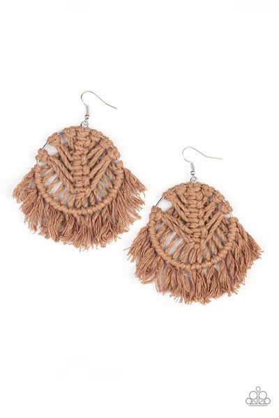 All About MACRAME - Brown Earrings - Paparazzi Accessories